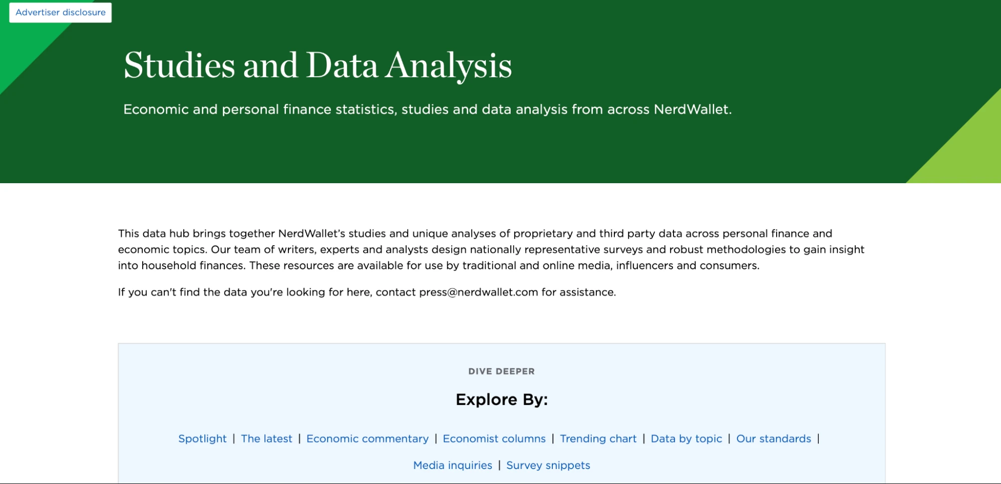 NerdWallet's page on studies and data analysis